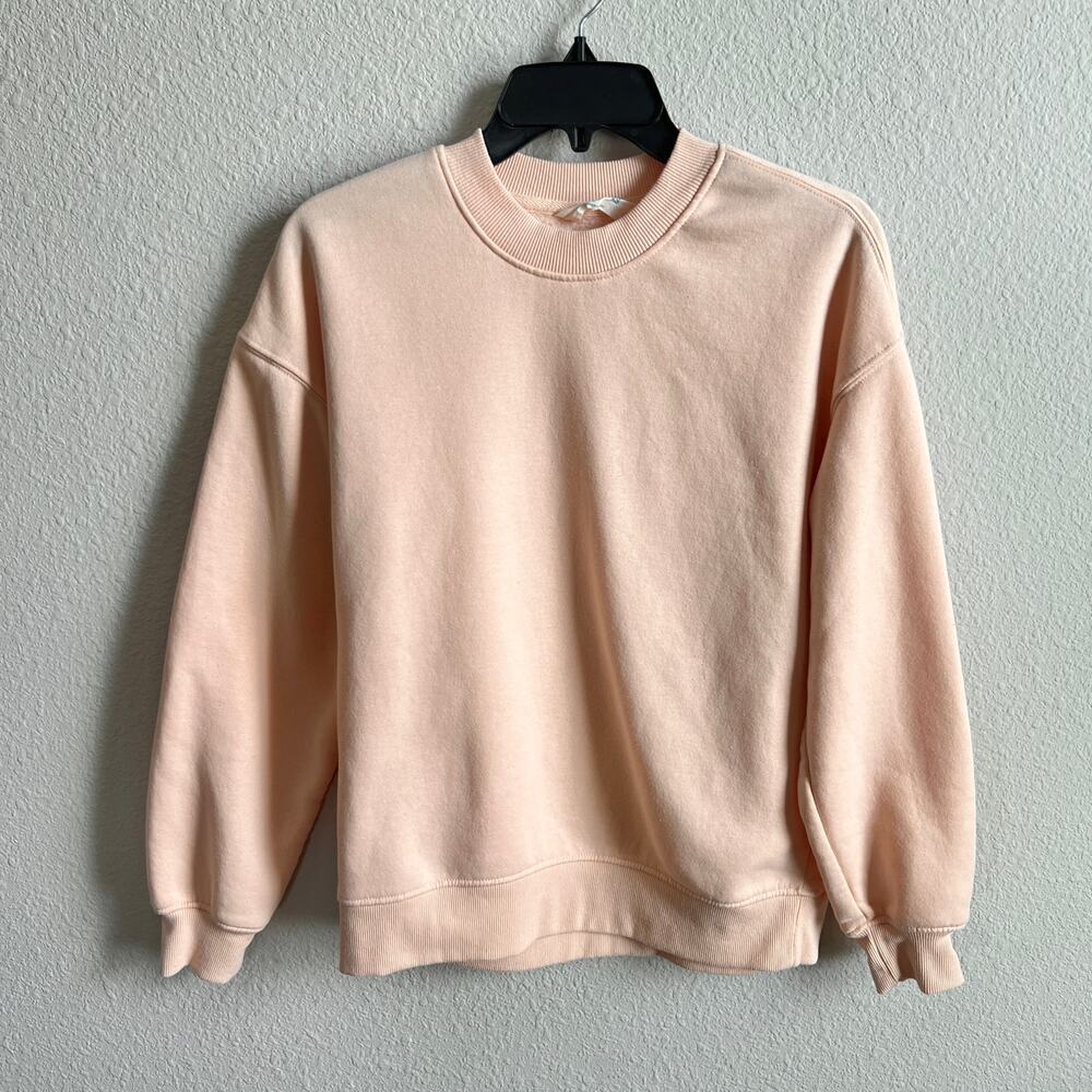 Primark Peach Fleece Pullover Sweatshirt Women's XS Oversized Soft Cozy Normcore